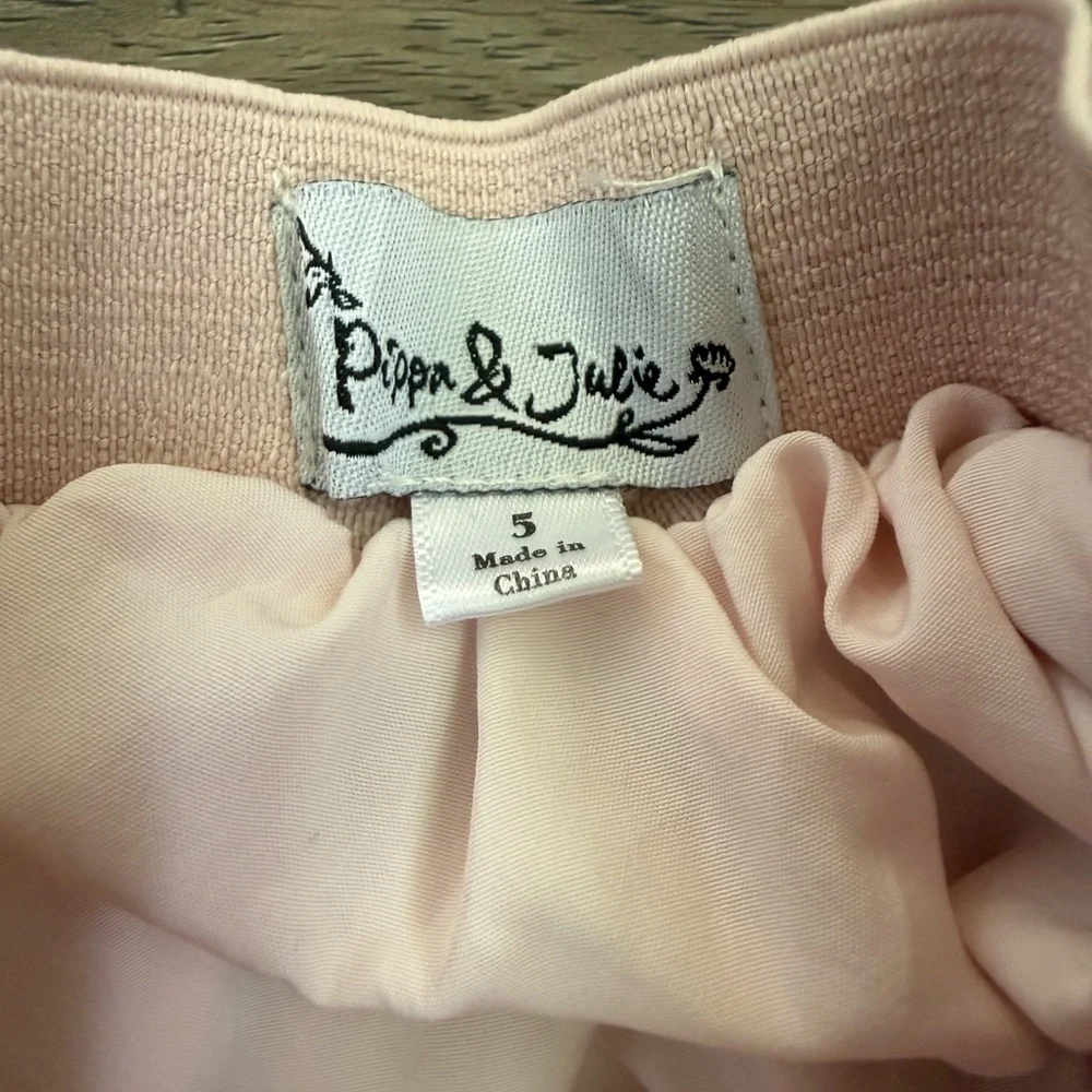 Pippa &‎ Julie Girl's Pink With Red Floral Print Pleated Velour Skirt Size 5T